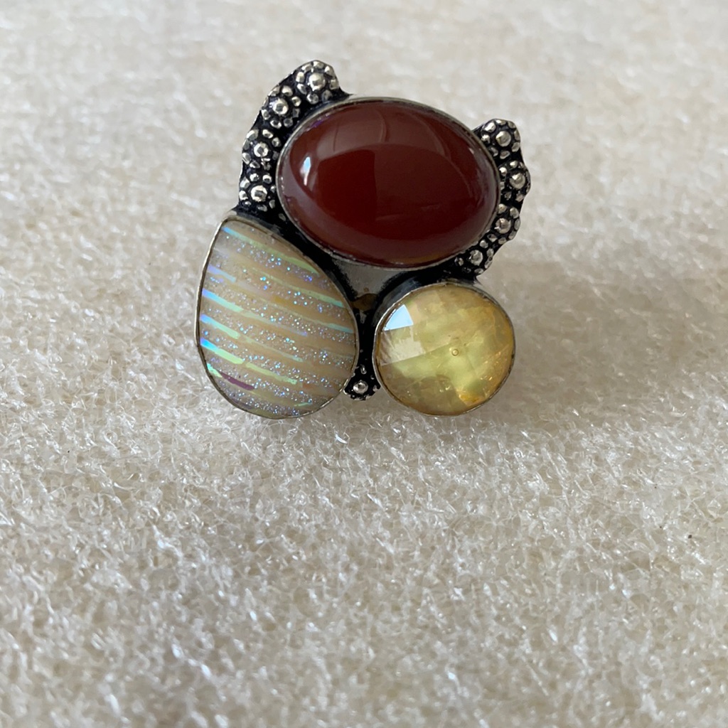 Multi Stone Silver Ring